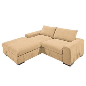 Hoekbank Hixon I geweven stof - Beige - Longchair vooraanzicht links