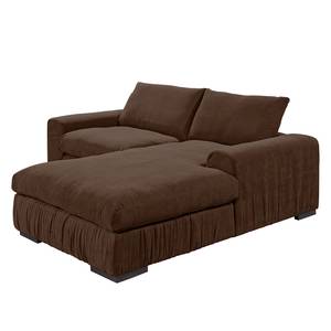 Ecksofa Hixon II Webstoff Braun / Grün - Longchair davorstehend rechts