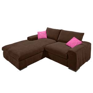 Ecksofa Hixon II Webstoff Braun / Pink - Longchair davorstehend links