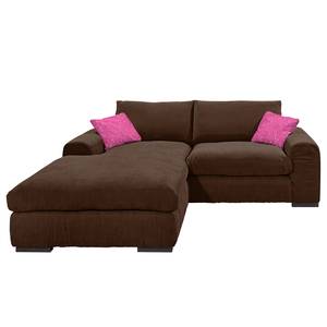 Ecksofa Hixon II Webstoff Braun / Pink - Longchair davorstehend links