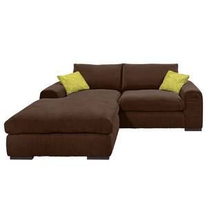 Ecksofa Hixon II Webstoff Braun / Grün - Longchair davorstehend links