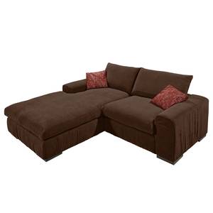 Ecksofa Hixon II Webstoff Braun / Rot - Longchair davorstehend links