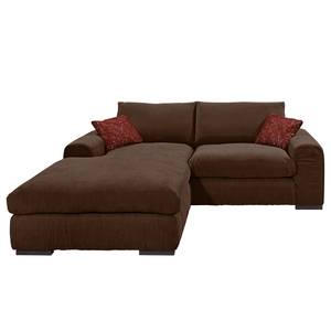 Ecksofa Hixon II Webstoff Braun / Rot - Longchair davorstehend links