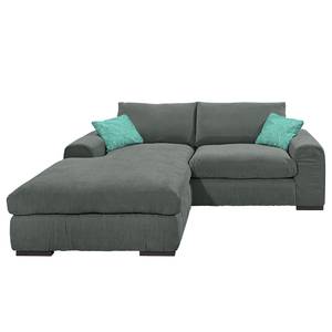 Ecksofa Hixon II Webstoff Grau / Türkis - Longchair davorstehend links