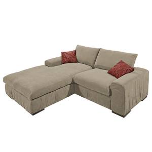 Hoekbank Hixon II geweven stof - Taupe/rood - Longchair vooraanzicht links