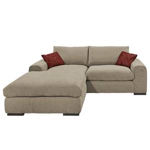 Ecksofa Hixon II Webstoff Taupe / Rot - Longchair davorstehend links