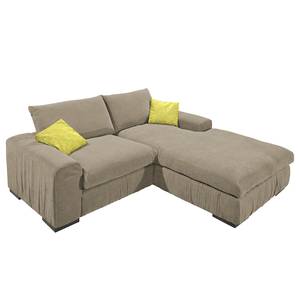 Ecksofa Hixon II Webstoff Taupe / Grün - Longchair davorstehend rechts