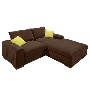 Ecksofa Hixon II Webstoff Braun / Grün - Longchair davorstehend rechts