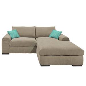 Ecksofa Hixon II Webstoff Taupe / Türkis - Longchair davorstehend rechts