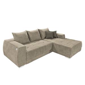 Ecksofa Holvik (mit Schlaffunktion) Webstoff - Cappuccino - Longchair davorstehend rechts