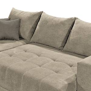 Ecksofa Holvik (mit Schlaffunktion) Webstoff - Cappuccino - Longchair davorstehend links