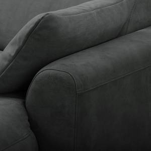 Canapé d'angle Hooper Cuir véritable - Gris - Méridienne courte à droite (vue de face)
