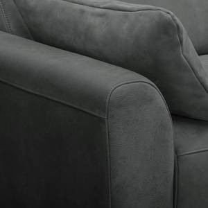 Canapé d'angle Hooper Cuir véritable - Gris - Méridienne courte à droite (vue de face)