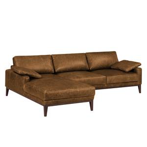 Ecksofa Horley Echtleder Braun - Longchair davorstehend links