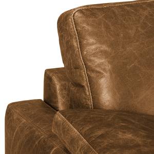 Hoekbank HORLEY met chaise longue Leer Cerys: Bruin - Longchair vooraanzicht rechts