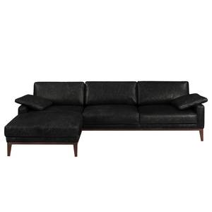 Ecksofa Horley Echtleder Schwarz - Longchair davorstehend links