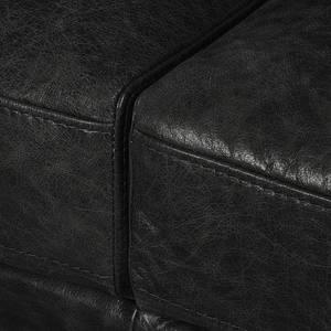 Canapé d'angle Horley I Cuir véritable Noir - Méridienne courte à droite (vue de face)