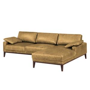 Ecksofa HORLEY mit Longchair Echtleder Cerys: Beige - Longchair davorstehend rechts