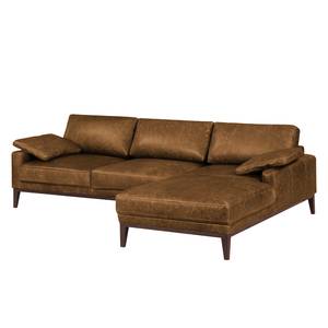 Ecksofa Horley Echtleder Braun - Longchair davorstehend rechts