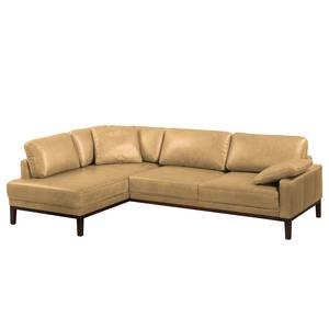 Ecksofa Horley Echtleder Beige - Ottomane davorstehend links