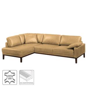 Ecksofa Horley Echtleder Beige - Ottomane davorstehend links