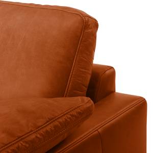 Ecksofa HORLEY mit Ottomane Echtleder Cerys: Cognac - Ottomane davorstehend links