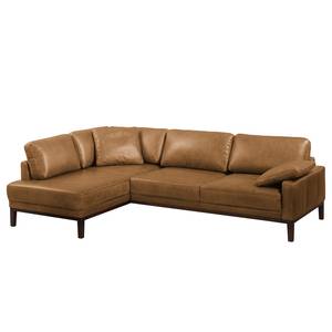 Ecksofa Horley Echtleder Latte Macchiato - Ottomane davorstehend links