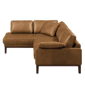 Ecksofa Horley Echtleder Latte Macchiato - Ottomane davorstehend links