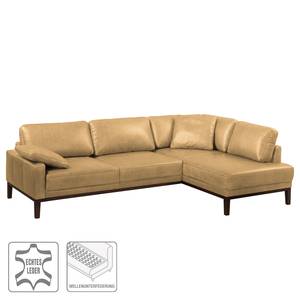 Ecksofa Horley Echtleder Beige - Ottomane davorstehend rechts