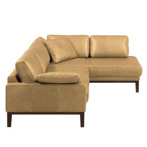 Ecksofa HORLEY mit Ottomane Echtleder Cerys: Beige - Ottomane davorstehend rechts