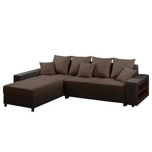 Canapé d'angle Huby (convertible)- Tissu Marron - Cuir synthétique - Textile - 250 x 88 x 192 cm