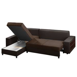 Canapé d'angle Huby (convertible)- Tissu Marron - Cuir synthétique - Textile - 250 x 88 x 192 cm