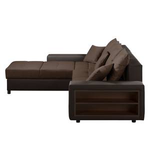 Canapé d'angle Huby (convertible)- Tissu Marron - Cuir synthétique - Textile - 250 x 88 x 192 cm