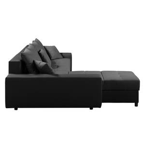 Canapé d'angle Huby (convertible)- Tissu Noir - Gris - Cuir synthétique - Textile - 250 x 88 x 192 cm