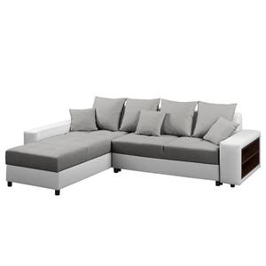 Ecksofa Huby (mit Schlaffunktion) Websto Grau - Weiß - Kunstleder - Textil - 250 x 88 x 192 cm