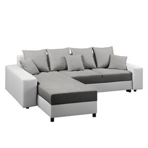 Ecksofa Huby (mit Schlaffunktion) Websto Grau - Weiß - Kunstleder - Textil - 250 x 88 x 192 cm