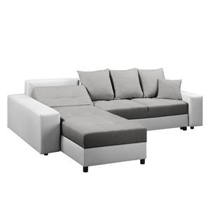 Ecksofa Huby (mit Schlaffunktion) Websto Grau - Weiß - Kunstleder - Textil - 250 x 88 x 192 cm