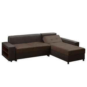 Canapé d'angle Huby (convertible)- Tissu Marron - Cuir synthétique - Textile - 250 x 88 x 192 cm