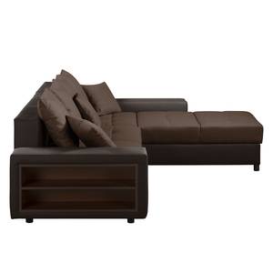 Canapé d'angle Huby (convertible)- Tissu Marron - Cuir synthétique - Textile - 250 x 88 x 192 cm