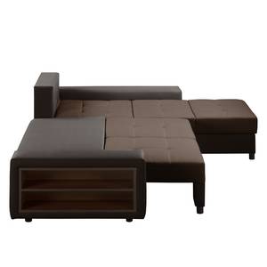 Canapé d'angle Huby (convertible)- Tissu Marron - Cuir synthétique - Textile - 250 x 88 x 192 cm