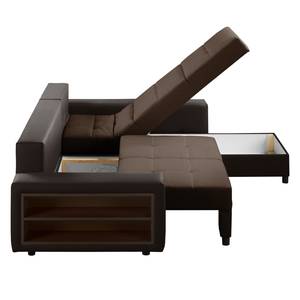 Canapé d'angle Huby (convertible)- Tissu Marron - Cuir synthétique - Textile - 250 x 88 x 192 cm