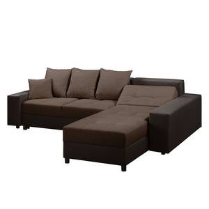 Canapé d'angle Huby (convertible)- Tissu Marron - Cuir synthétique - Textile - 250 x 88 x 192 cm