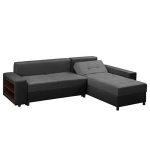 Ecksofa Huby (mit Schlaffunktion) Websto Schwarz - Grau - Kunstleder - Textil - 250 x 88 x 192 cm