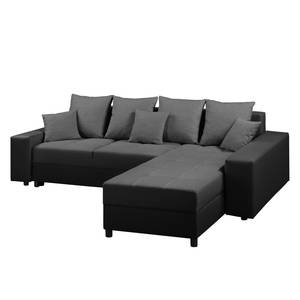 Ecksofa Huby (mit Schlaffunktion) Websto Schwarz - Grau - Kunstleder - Textil - 250 x 88 x 192 cm