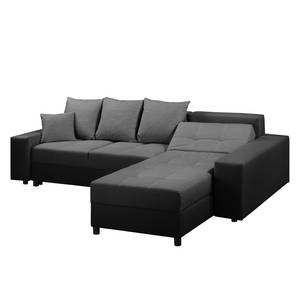 Ecksofa Huby (mit Schlaffunktion) Websto Schwarz - Grau - Kunstleder - Textil - 250 x 88 x 192 cm