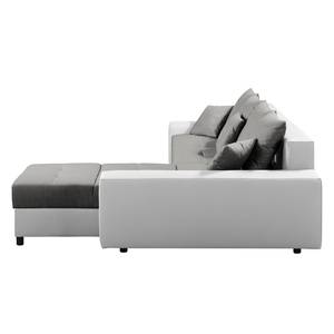 Canapé d'angle Huby (convertible)- Tissu Gris - Blanc - Cuir synthétique - Textile - 250 x 88 x 192 cm