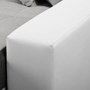 Canapé d'angle Huby (convertible)- Tissu Gris - Blanc - Cuir synthétique - Textile - 250 x 88 x 192 cm