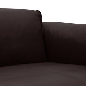 Ecksofa HUDSON 3-Sitzer mit Longchair Echtleder Neka: Dunkelbraun - Breite: 317 cm - Longchair davorstehend rechts