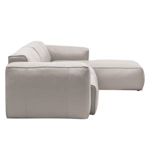 Hoekbank HUDSON 3-zits met chaise longue Echt leer Neka: Lichtgrijs - Breedte: 317 cm - Longchair vooraanzicht rechts