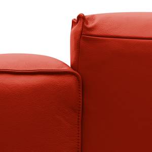 Ecksofa HUDSON 3-Sitzer mit Longchair Echtleder Neka: Rot - Breite: 328 cm - Longchair davorstehend links